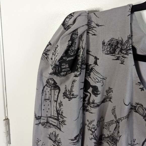 La Femme Noir Sleepy Hallow Gothic Tales Toile Long Sleeve Wiggle Dress 3XL NWT - Picture 4 of 12